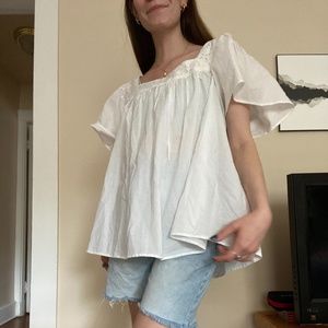 100% cotton square neck blouse